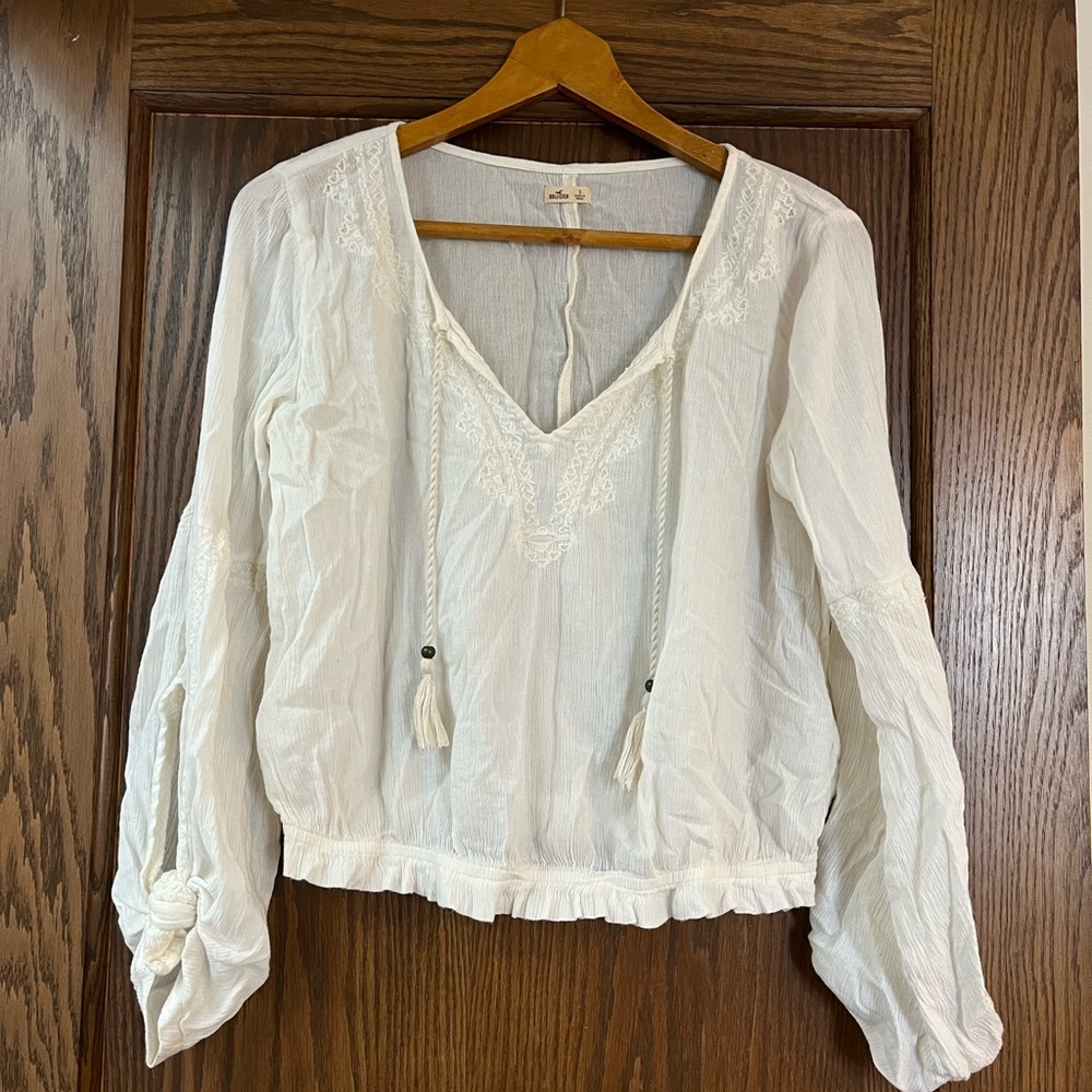White blouse with lace details